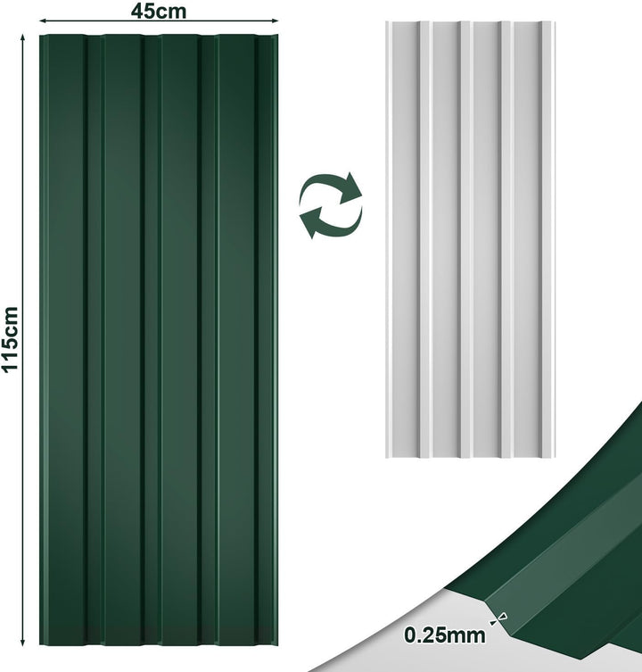 24x Profilblech Trapezblech Dachplatten 115 x 45 cm, ca. 12,4 m², 0,25 mm Metall verzinktes Stahlble