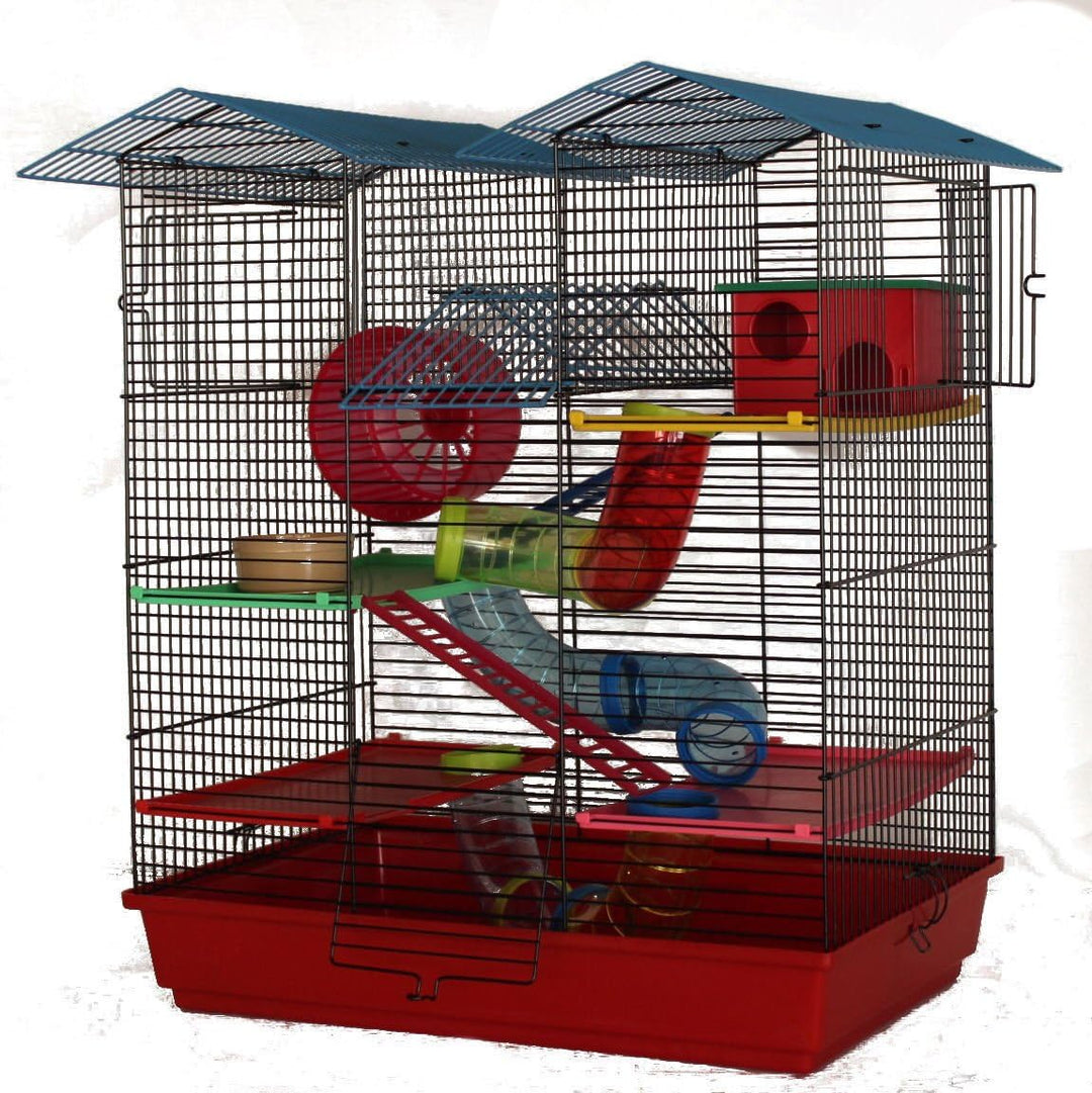 Hamsterburg in Rot Hamsterkäfig Mäusekäfig mit viel Zubehör CH2