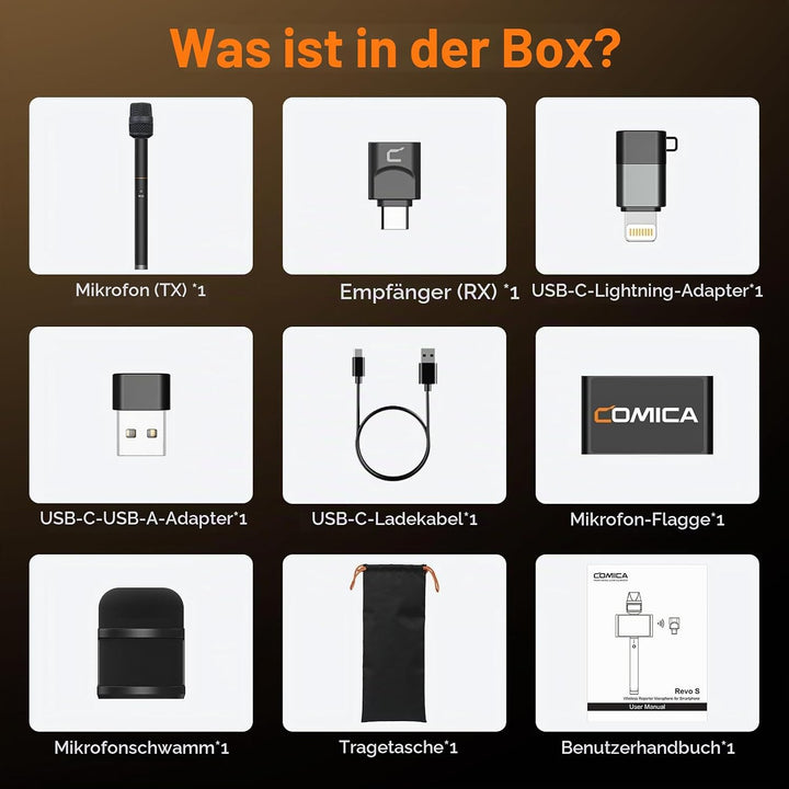 COMICA Revo S Kabelloses Hand-Interviewmikrofon, Reportermikrofon mit USB-C-Empfänger, kompatibel mi