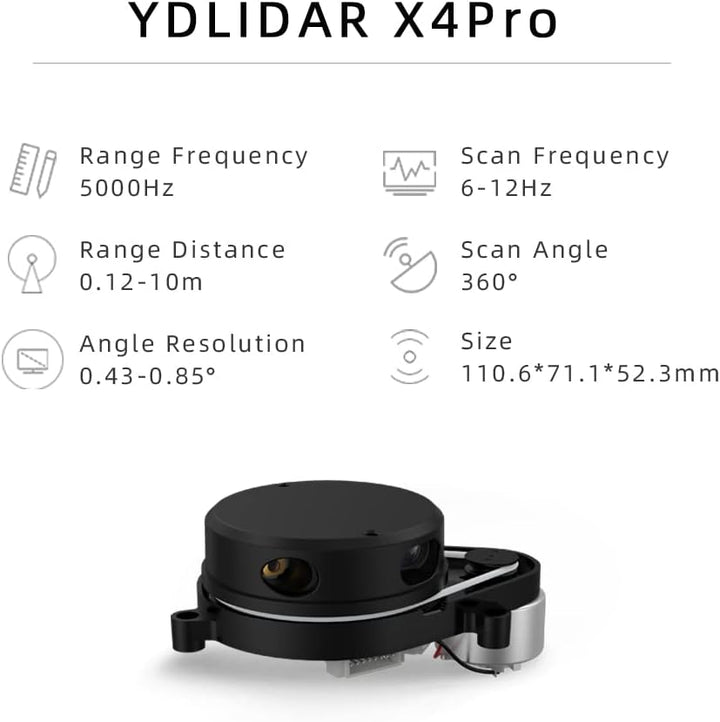 youyeetoo YDLIDAR X4 Pro 360 Degree 2D Laser Range Lidar Sensor Triangular Ranging 10 Meters Scannin
