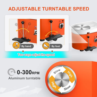 VAYOTOY Elektrische Töpferscheibe 25CM 350W Professionelle Töpferscheibe Formmaschine Keramik Clay M