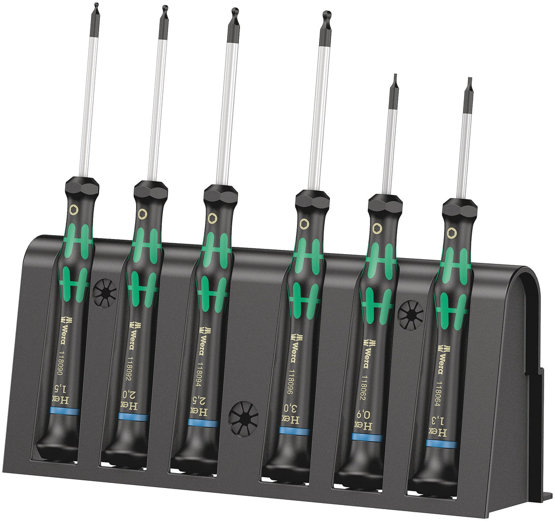 Wera Elektroniker-Schraubendrehersatz 2052/6 + Rack, 6-teilig, 05118156001