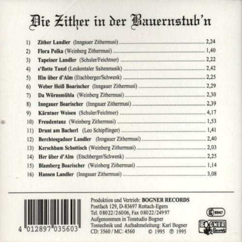 Zither in der Bauernstub'N, Audio-CD