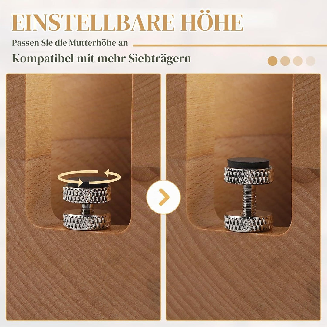 efuturetime Tamperstation 51-54mm Höhenverstellbar, Espresso Tamper Holder Station Holz, Coffee Tamp