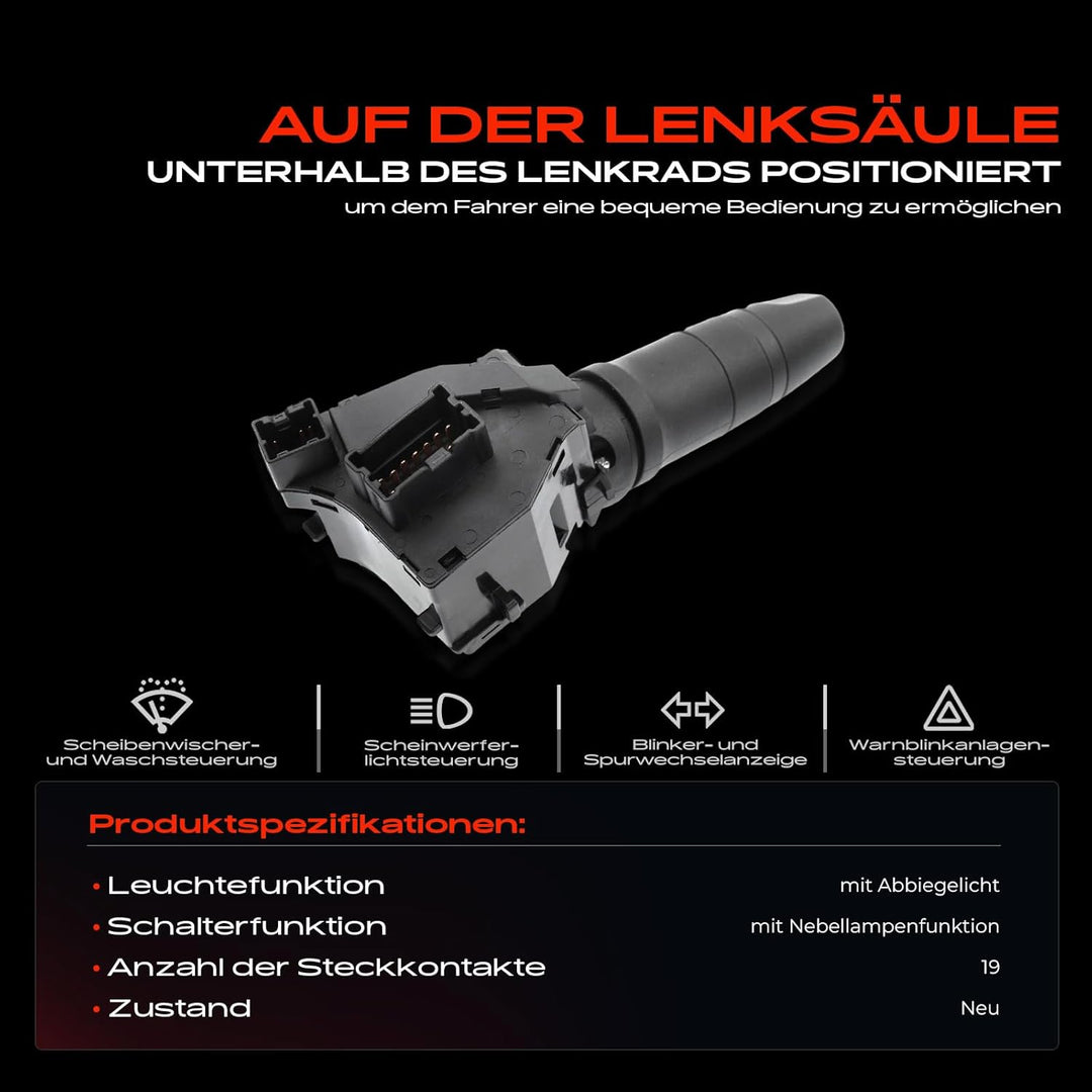 Frankberg Kombischalter Lenkstockschalter Vorne 19-Polig Kompatibel mit X-Trail T30 2.0L 2.2L 2.5L S