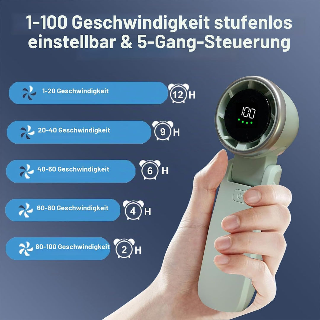 QSPORTPEAK Tragbarer Mini-Lüfter mit 4000-mAh-Akku, USB-Lüfter, faltbarer Handlüfter, turbostarker l