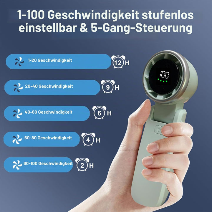 QSPORTPEAK Tragbarer Mini-Lüfter mit 4000-mAh-Akku, USB-Lüfter, faltbarer Handlüfter, turbostarker l