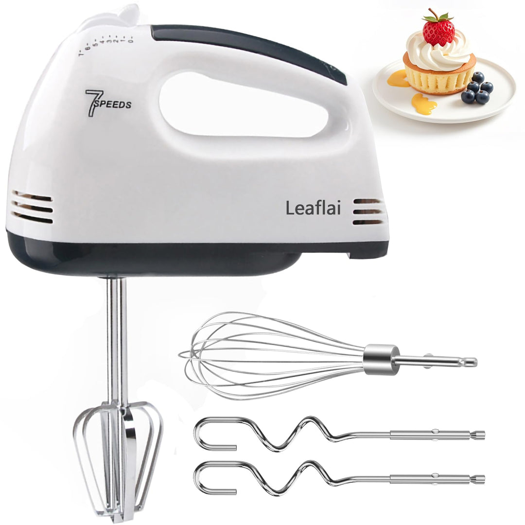 Handrührer Elektrisch-Handrührgerät, 7 StuFen Handmixer, Enthalten 2 Rührbesen, 2 Edelstahl-Knethake