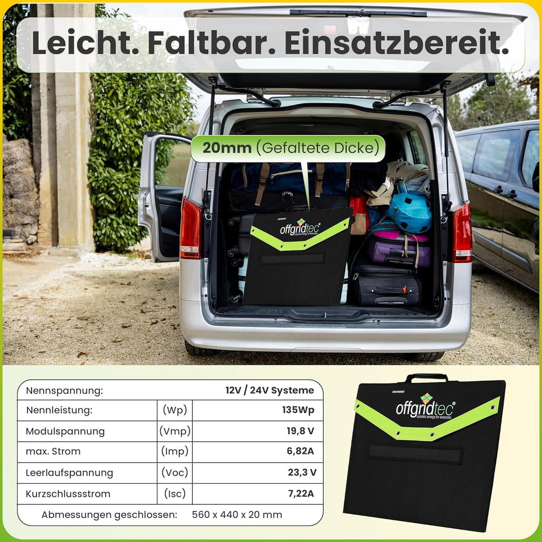 Offgridtec© FSP 2 Ultra 135W faltbares Solarmodul mit integrierter Aufständerung und Laderegler mit
