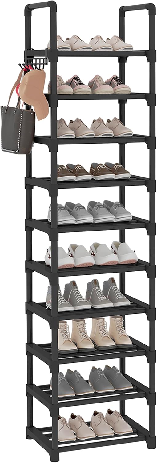 Schuhregal, 10-stufiger Schuh-und Stiefel-Organizer aus Metall, 20 Paar hohes vertikaler Schuh-Organ
