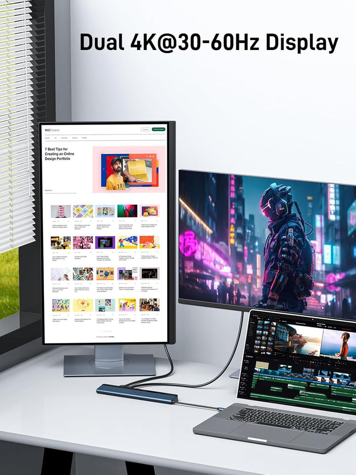 USB C Dockingstation Dual Monitor, 12-in-1 Laptop-Dock mit Dual HDMI 4K @ 30~60Hz, PD-in 100W, 5Gbps