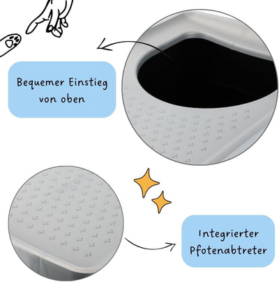 GarPet XXL Hop-In Katzenklo Katzentoilette Top Entry Jump-In Haubentoilette Gross Einstieg Oben Katz