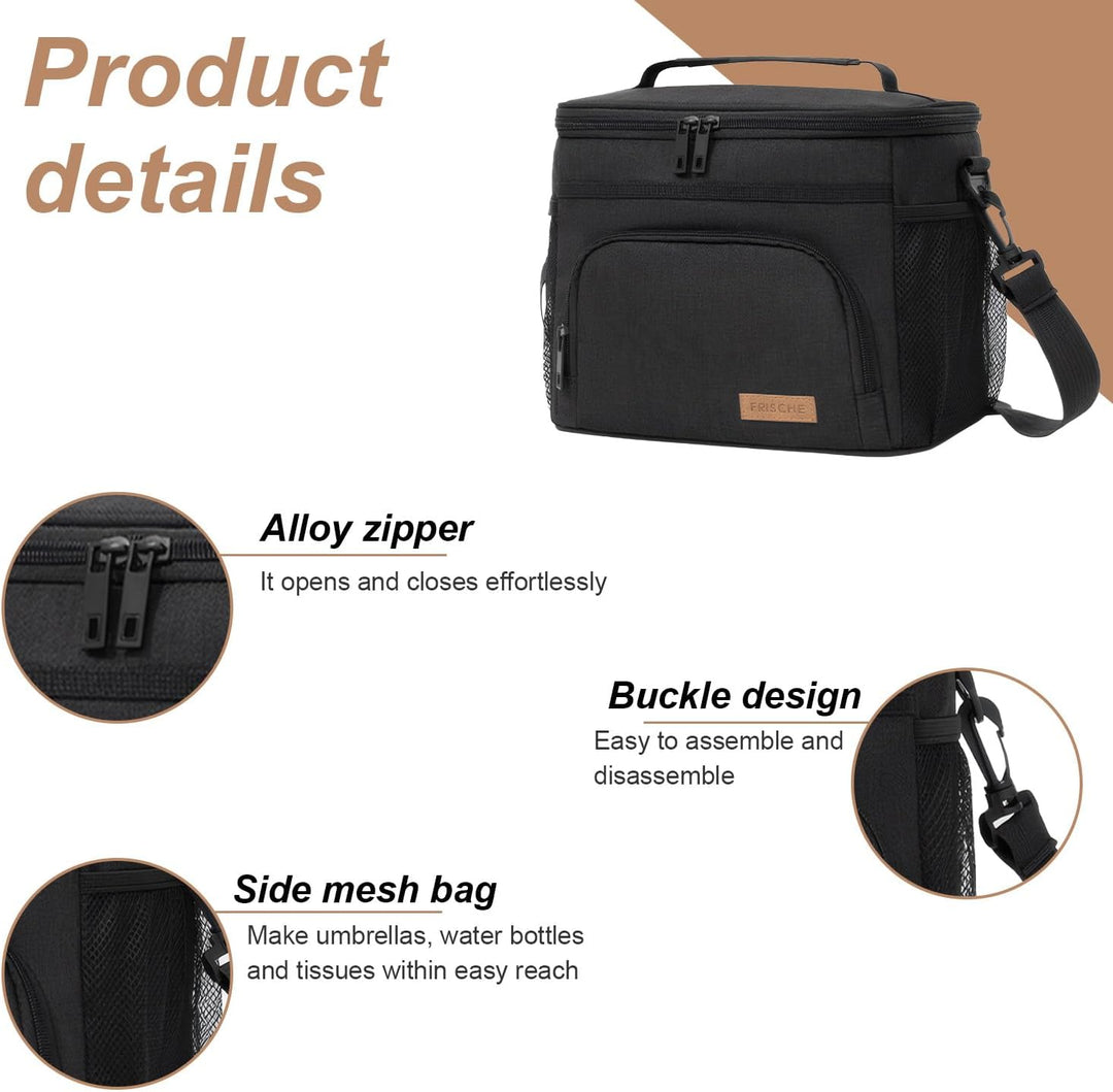 Kühltasche Lunchtasche, Thermotasche mit Verstellbarem Schultergurt, Faltbar Isolierte Cooler Bag, L