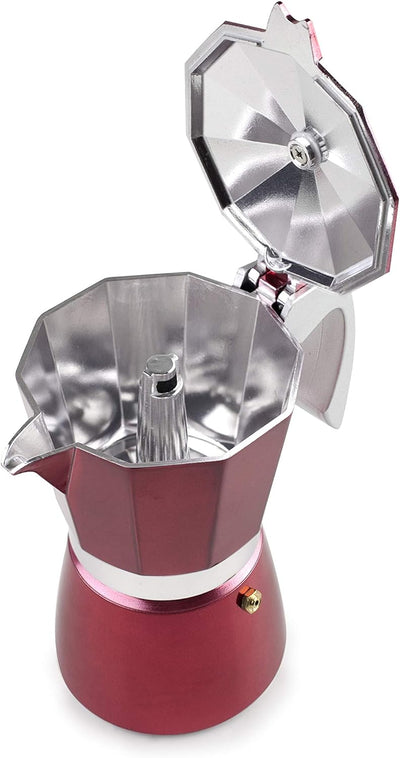 IBILI - Express-Kaffeekocher Evva Red, 9 Tassen, 450 ml, Aluminiumdruckguss, für Induktionsherde gee