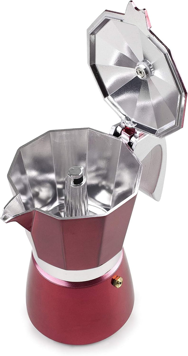 IBILI - Express-Kaffeekocher Evva Red, 3 Tassen, 150 ml, Aluminiumdruckguss, für Induktionsherde gee