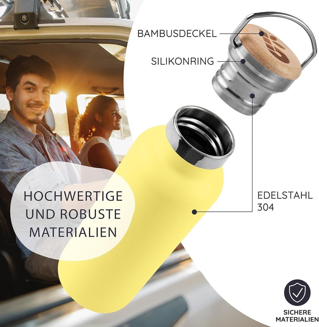 Bambaw Trinkflasche Edelstahl Isoliert 750ml, Wander Trinkflasche, Thermosflasche 750ml Edelstahl, A