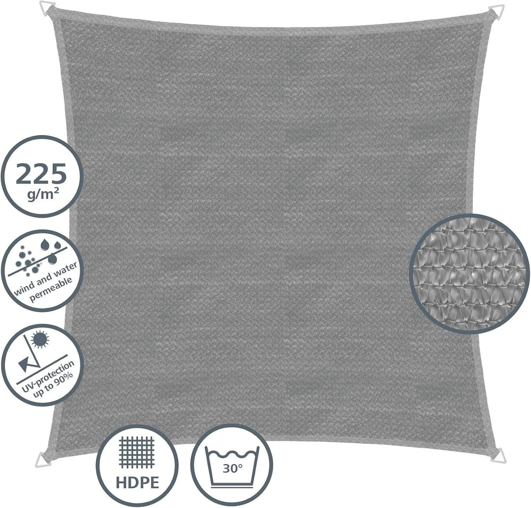 Windhager Sonnensegel Capri Quadrat 4 x 4 m (gleichschenkelig), Sonnenschutz für Garten &amp; Terrasse,
