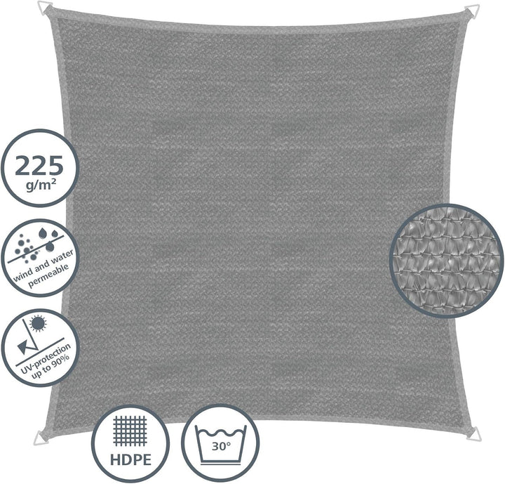 Windhager Sonnensegel Capri Quadrat 4 x 4 m (gleichschenkelig), Sonnenschutz für Garten &amp; Terrasse,
