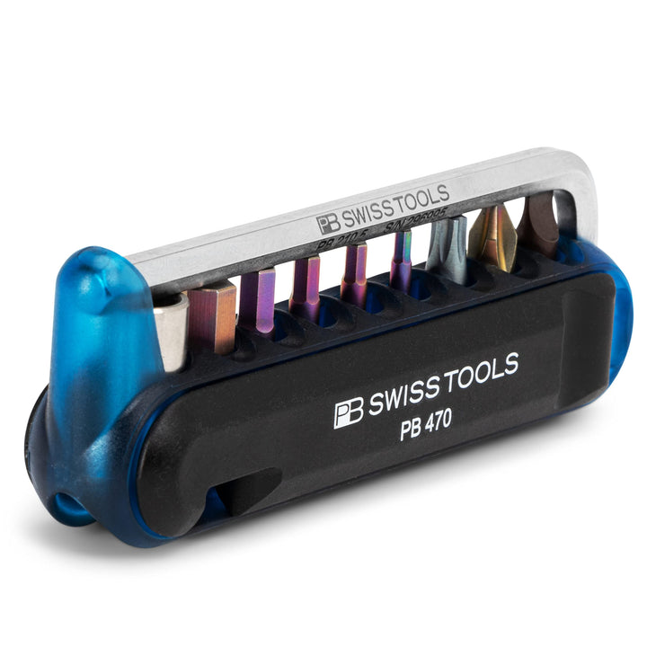 PB Swiss Tools Fahrrad Multitool PB 470 | 100% Swiss Made | Multitool Werkzeug mit Bits, Winkelschra