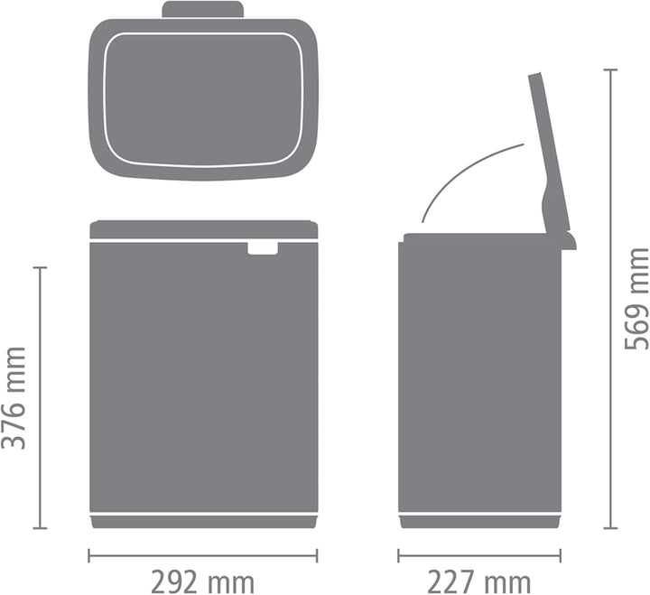 Brabantia - Bo Abfalleimer 12L - Abfalleimer, stilvoll & praktisch - Leicht öffnender, sanft schlies