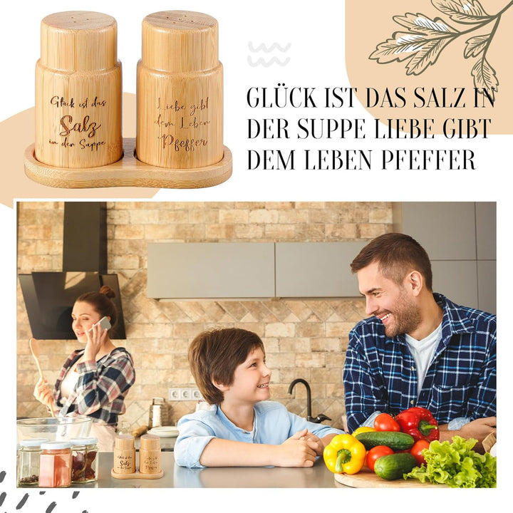 Geiserailie Salz- und Pfefferstreuer aus Holz Hochzeitsgeschenk Set mit Holzpalette Salz und Pfeffer