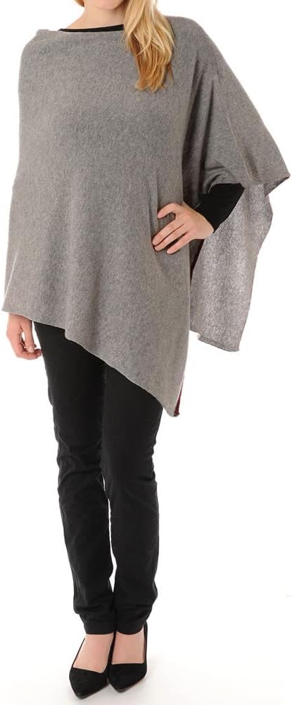LES POULETTES -Grosse Poncho 100% Kaschmir 2-fädig Classics Einheitsgrösse Grosse Grössen Grau, Einh