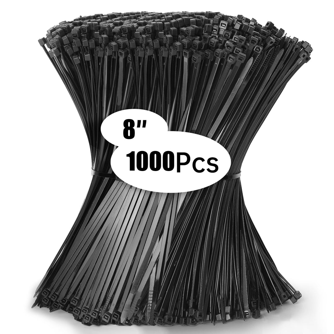 1000 Stück Klemmschellen, 200 x 4,8 mm, schwarz, 23 kg, professionelle Kabelbinder, langlebig, UV-be