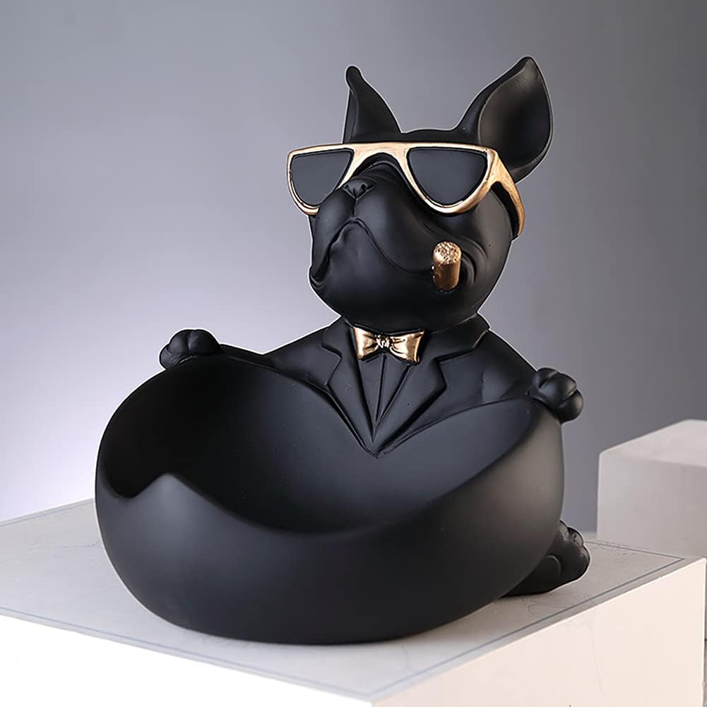 OKESYO Bulldogge Skulptur Deko, Französische Bulldogge Tablett Deko, Bulldogge Tablett Deko, Hund De