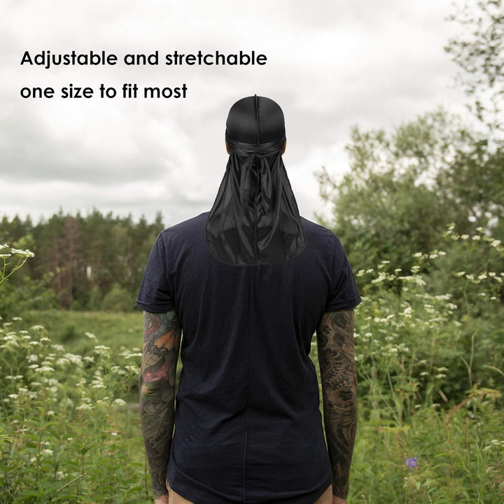 3 Stück Seidige Durag Packung mit Wellenkappe für Männer Frauen Wellen, Satin Doo Rag, Kopfwickel Du