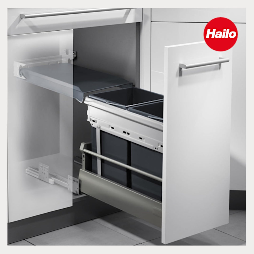 Hailo Abfallsammler 3663101 Tandem 2x 15 Liter Schwarz | Einbau-Abfallsystem für Schränke | Küchen-M