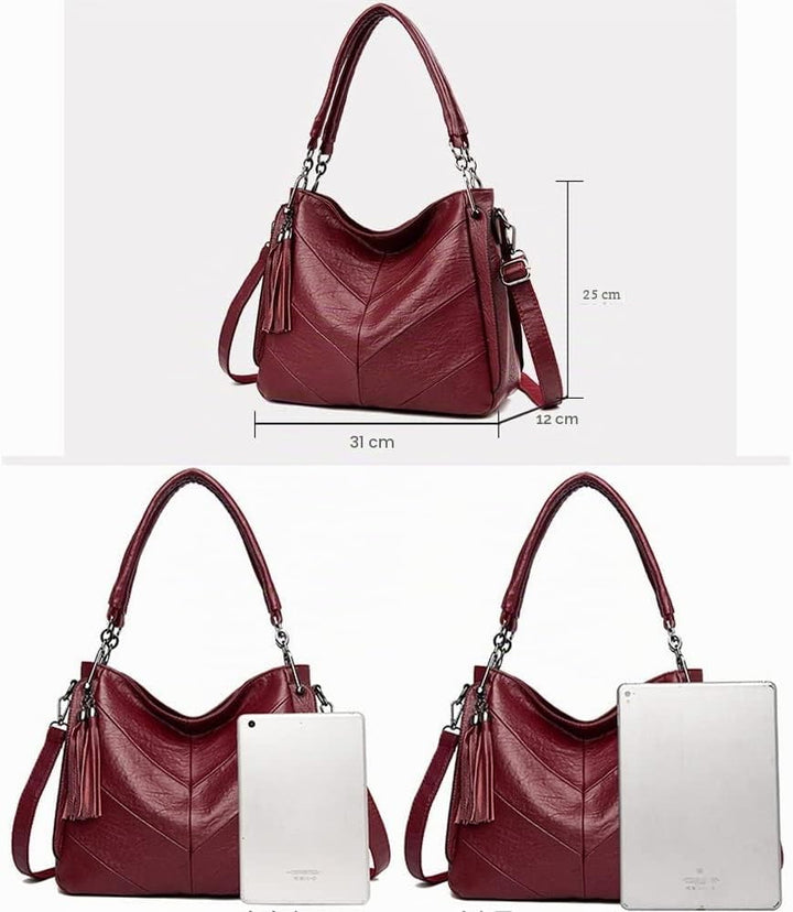 Kris Anna Damen PU Leder Hobo Schulter Handtasche Schwarz EINWEG, Schwarz