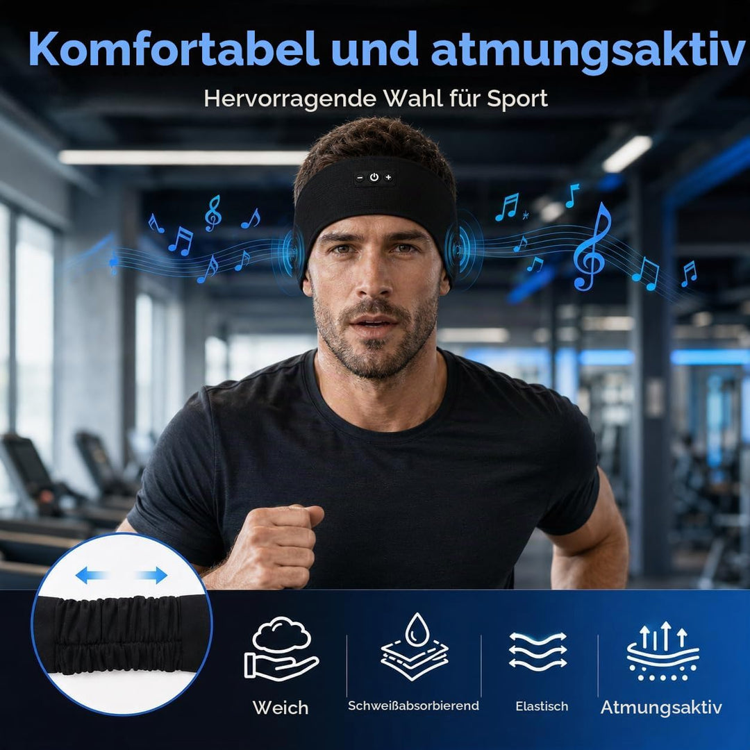 2 Stück Schlafkopfhörer Bluetooth Kopftuch Schlaf, Schwarz &amp; Grau