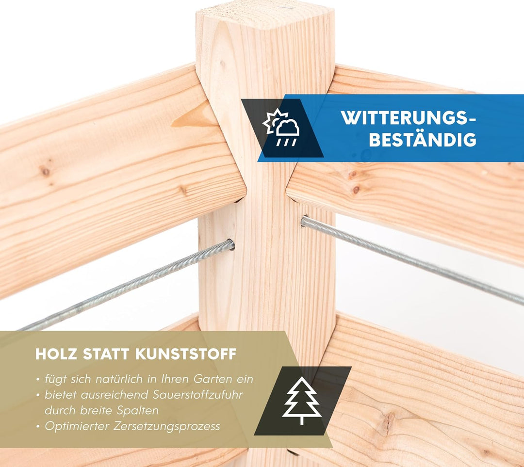 Westmann Holz Komposter Konni S | Lärchenholz FSC-Zertifiziert | Robustes & wartungsarmes Holz | Nat