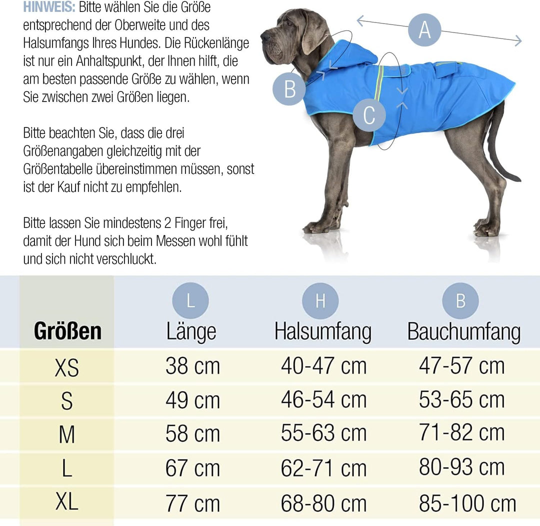 Bella & Balu Hunderegenmantel - Wasserdichter Hundemantel mit Kapuze und Reflektoren für trockene, s