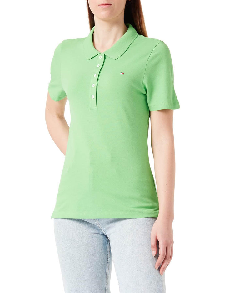Tommy Hilfiger Damen Poloshirt Kurzarm 1985 Slim Pique Polo Ss Slim Fit XS Grün (Spring Lime), XS Gr