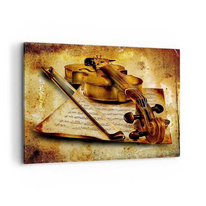 Bilder auf Leinwand 100x70cm Leinwandbild Violine Instrument Notizen Gross Wanddeko Bild Schlafzimme