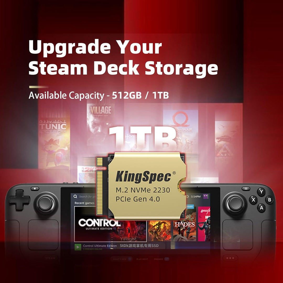 KingSpec XF-2230 512GB SSD M.2 2230 PCIe 4.0, NVMe SSD Gen 4x4 mit Wärmesenke, bis zu 5000MB/s Inter