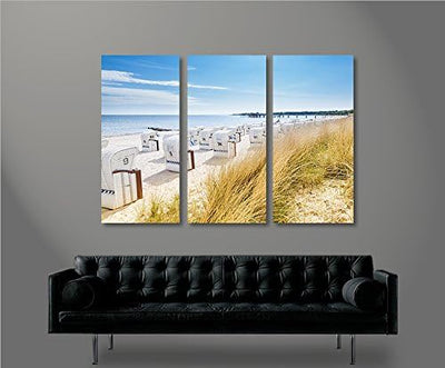 islandburner Bild Bilder auf Leinwand Strandkorb Strand Meer 3p Urlaubsfeeling XXL Poster Leinwandbi