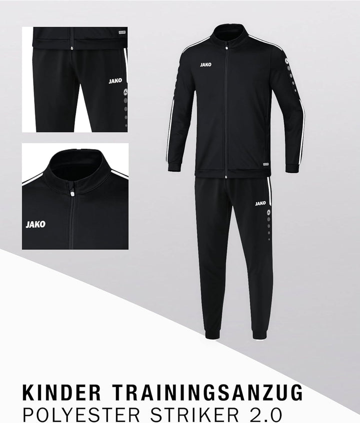 JAKO Kinder Striker 2.0 Trainingsanzug Polyester 140 Schwarz/Weiss, 140 Schwarz/Weiß