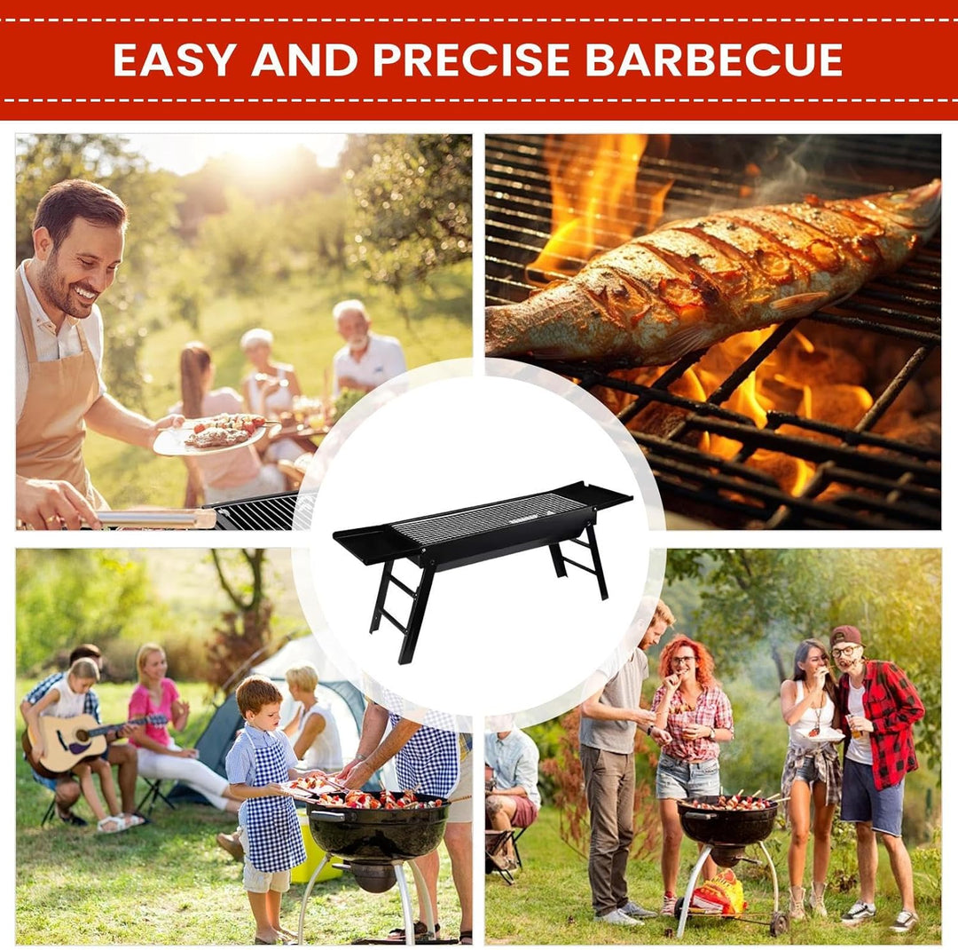 Zusammenklappbarer Grill,Faltbarer Picknick Kocher - Outdoor Grill mit Seitenablagen - Für Garten, C