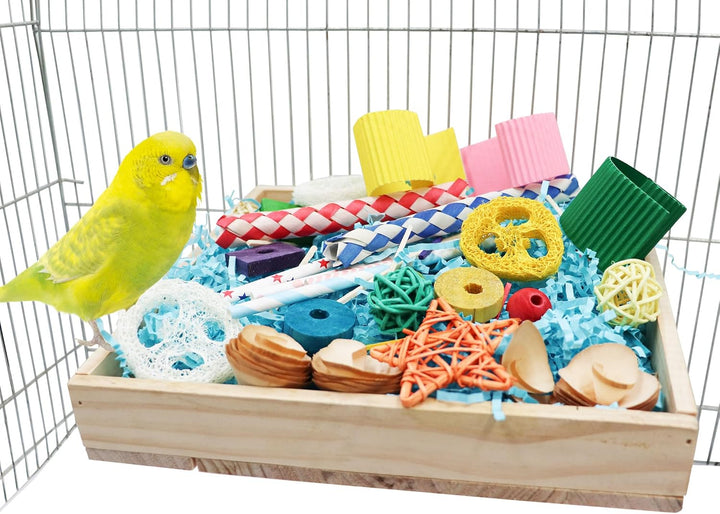 Vogel-Foraging-Spielzeugbox, Holz-Papageien-Schredder-Spielzeugbox, Vogel-Kau-Spielzeuge, Vogelkäfig