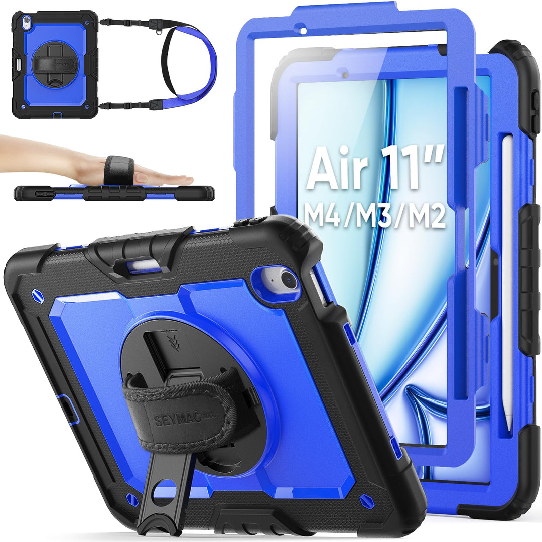 SEYMAC stock Hülle für iPad Air 11 Zoll 2025/2024 (M3/M2, Air 7./6. Generation), Stossfeste Schutzhü