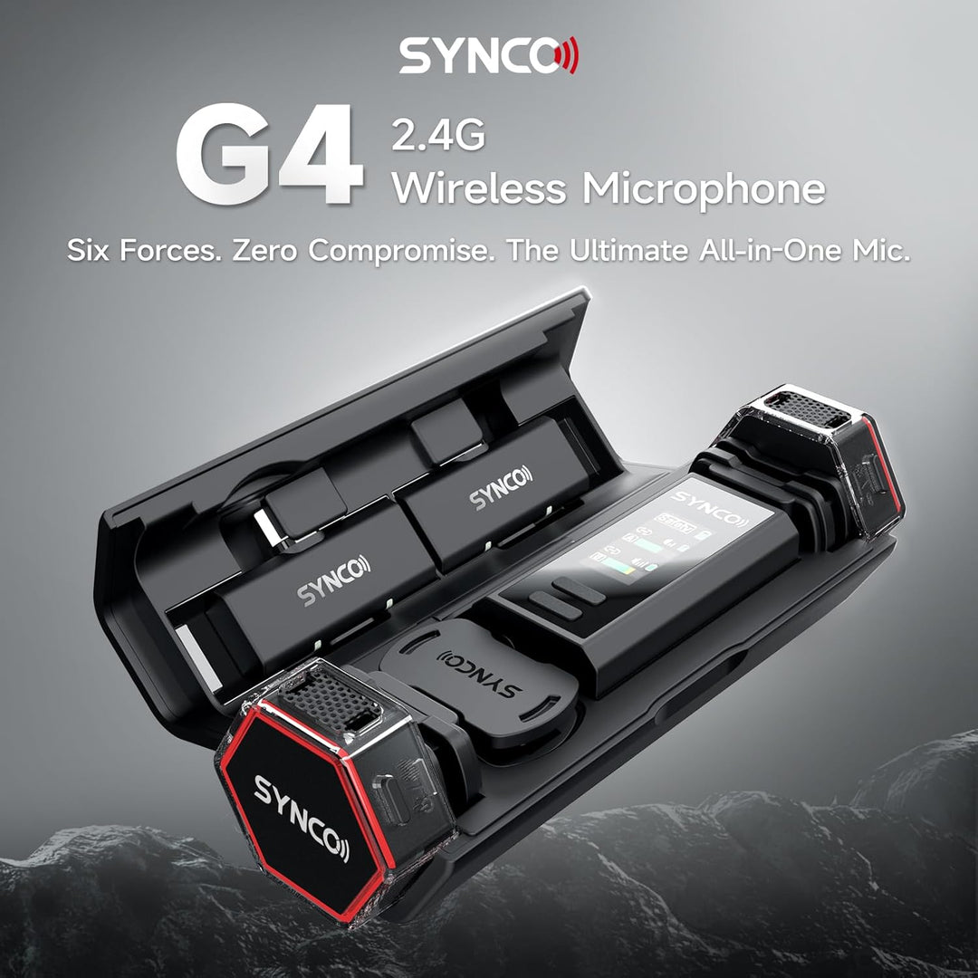SYNCO G4 Wireless Lavalier Mikrofon kabelloses Mikrofons, 2.4 GHz mit 200 m Reichweite 2,0 Geräuschu