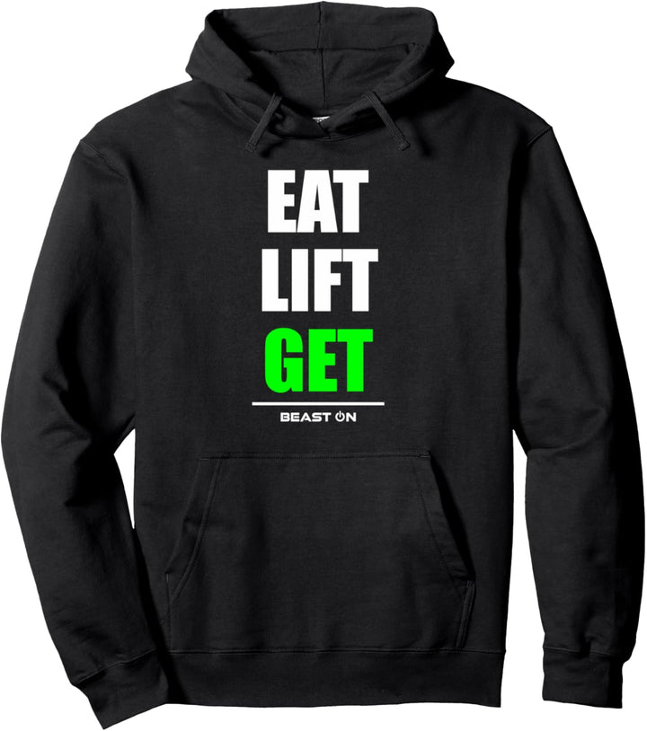 Eat Lift Get Gym Fitness Workout Bodybuilding Gains Grün Pullover Hoodie