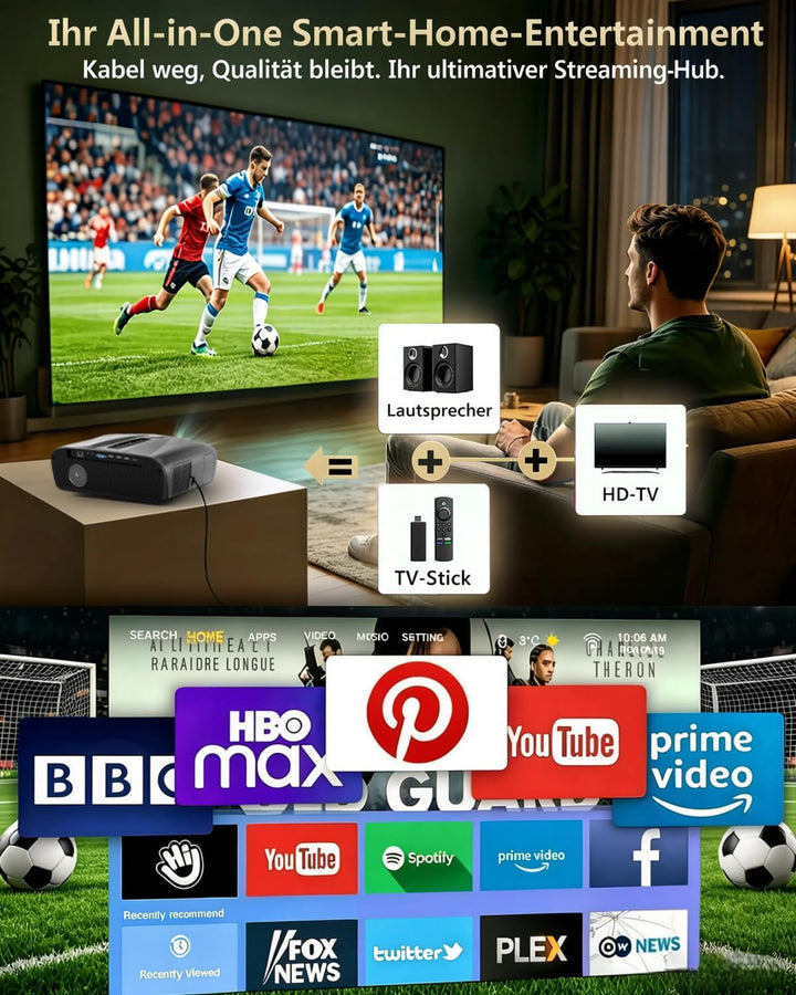 4K Beamer UHD 2300 ANSI Tageslicht Projektor Indoor Heimkino HDR10 WiFi6 Bluetooth NFC Smart Android