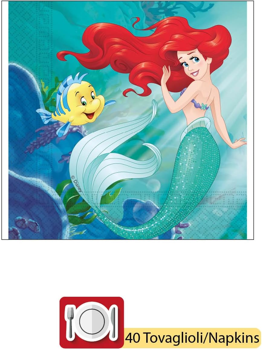 Ciao - Partygeschirr Party-Set Disney Princess Ariel Little Mermaid la Sirenetta für 24 Personen (88
