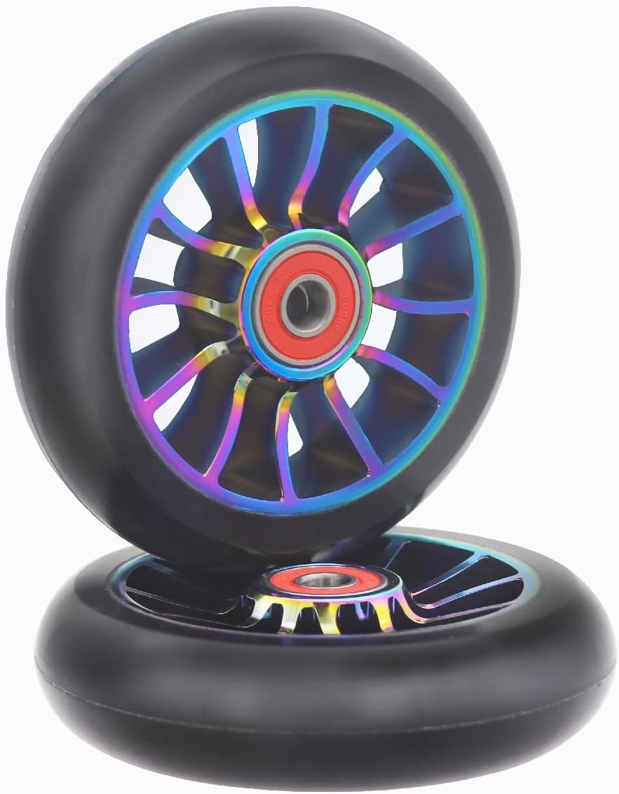 aibiku 2 Stück 100mm Stunt Scooter Rollen mit Zwei Abec-11 Kugellagern passend für Apollo/Albott/Cox