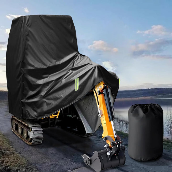 Minibagger Abdeckung, 210D Bagger Schutzhülle mit Winddichtem Gurt und Reflexionsstreifen für Schnee