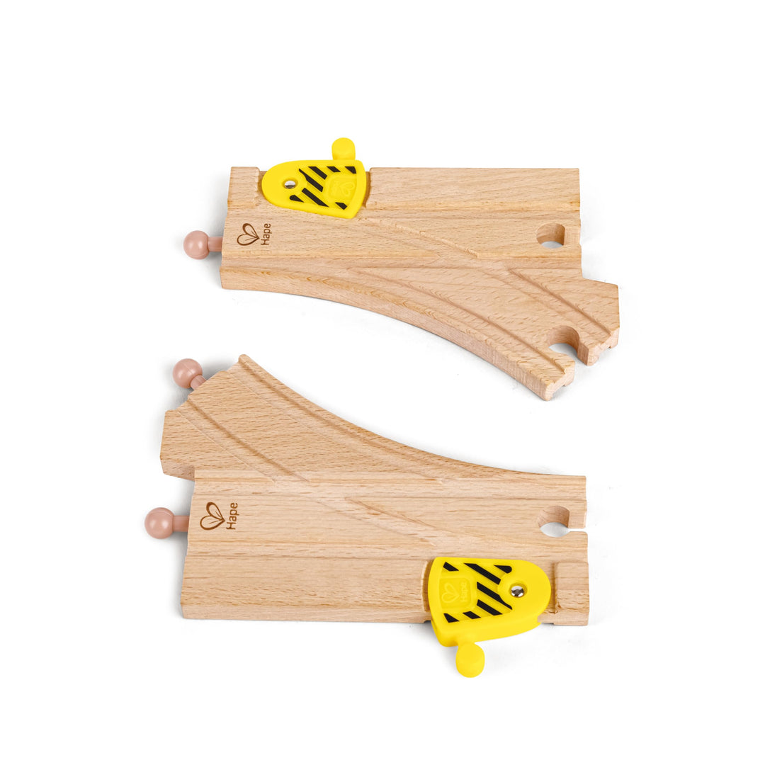 Hape Mechanische Y-Eisenbahnschienen 2 Stück Holz - Robustes Erweiterungsset für Holzeisenbahnen, kr