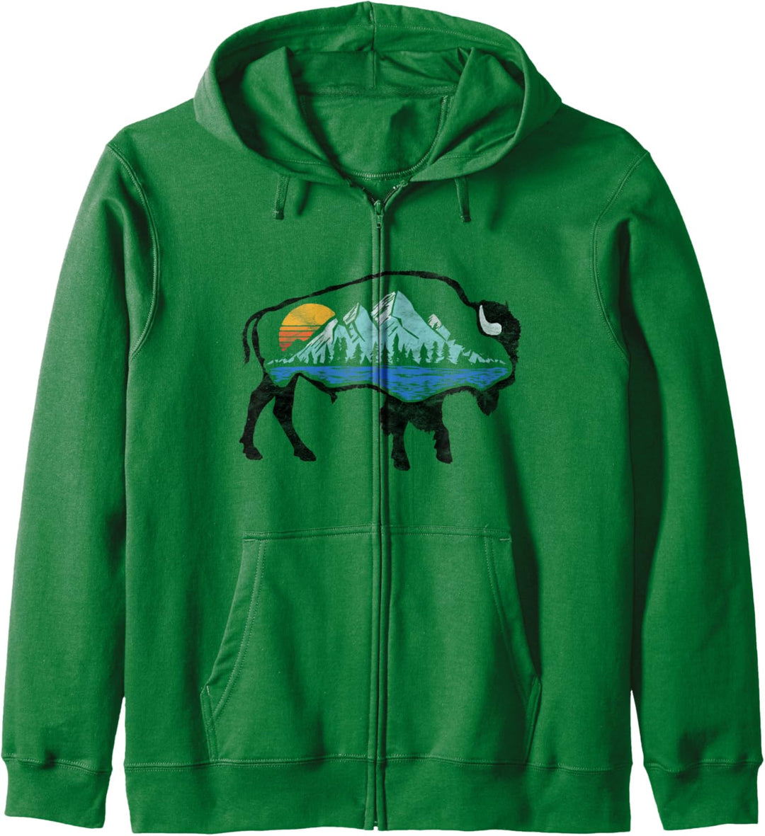 Vintage National Park Bison Landscape Buffalo Art Kapuzenjacke